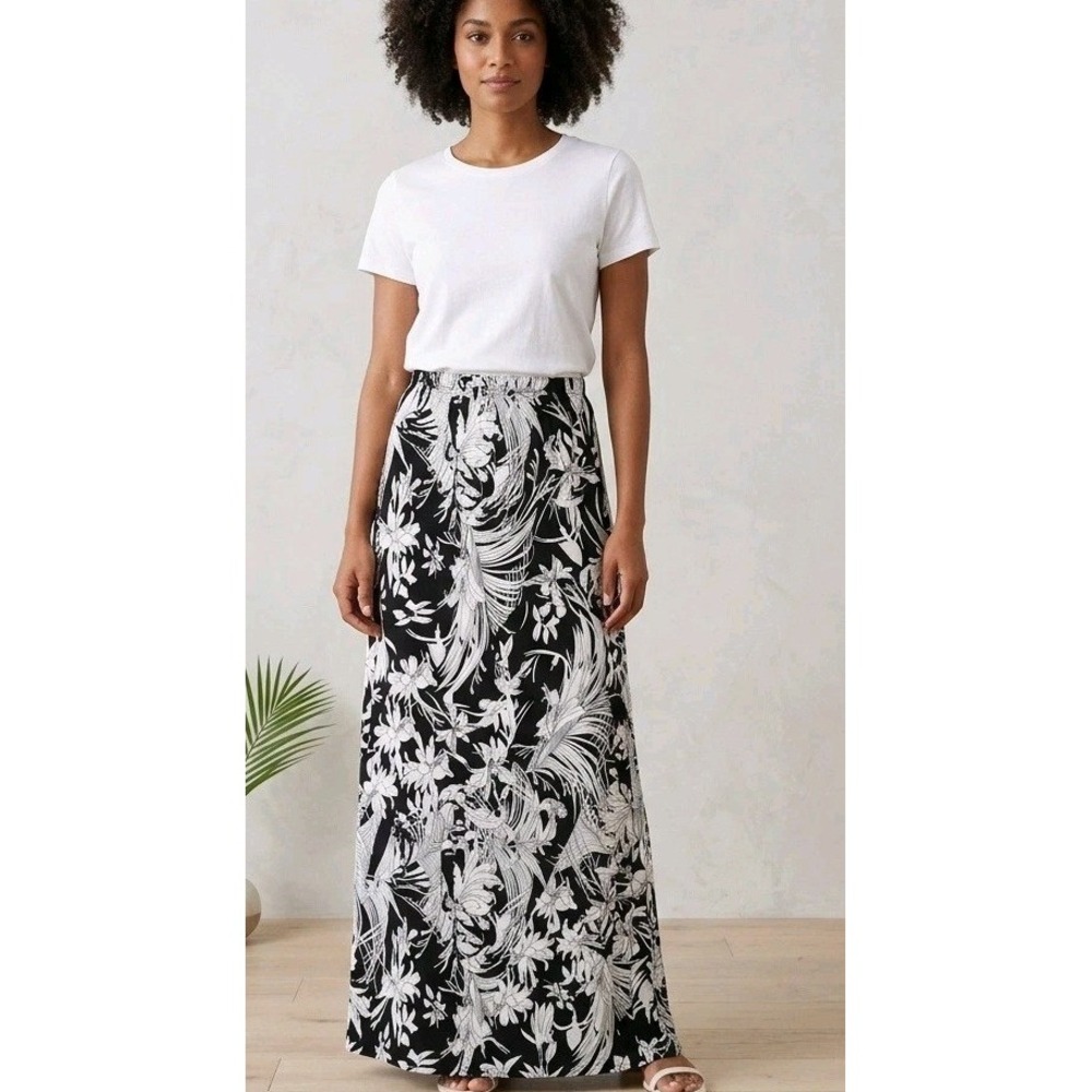 Jeans By Buffalo Skirt Women's Sz L Floral Maxi Stretch Boho Pull On Cottagecore